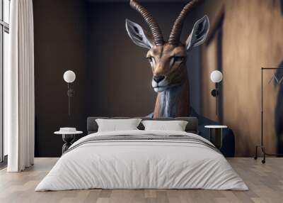 Portrait of a Chamois dressed in a formal business suit,  generative ai Wall mural