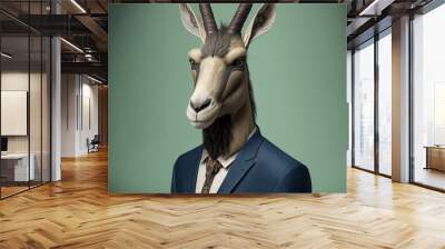 Portrait of a Gazelle dressed in a formal business suit,  generative ai Wall mural