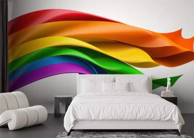 Rainbow colors flag isolated on white background. LGBT Gay pride concept, Generative AI. Wall mural