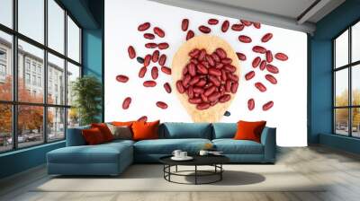 Raw red beans in a wooden spoon Wall mural