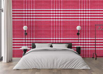 Red white checkered picnic tablecloth texture background, banner Wall mural