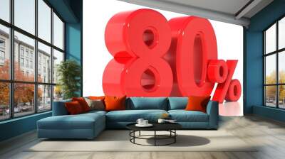 Sale 80% special offer isolated on white background. 80% off discount promotion. 3d illustration. Wall mural