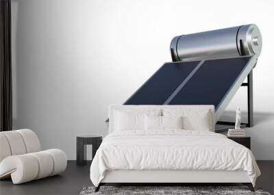 Solar water heater, panels and boiler isolated on white background. 3d illustration Wall mural