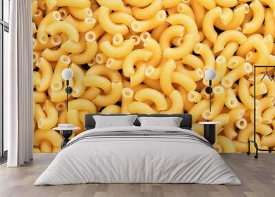 Uncooked macaroni elbow shape pasta texture background, banner Wall mural