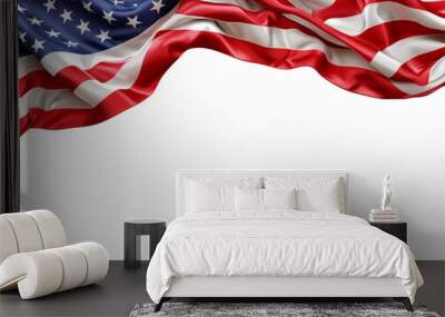 US American flag isolated on white transparent, copy space, National holiday template, PNG Wall mural