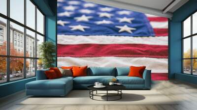 USA flag, US of America sign symbol background, closeup view Wall mural