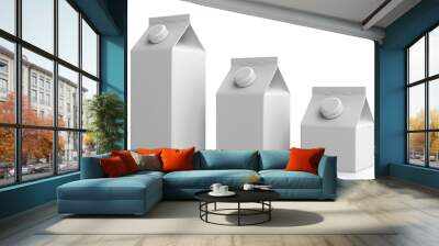 White blank carton boxes on white. 3d illustration Wall mural