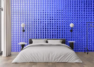 Blue color Mosaic pattern of tiles.Wall is decorated with stained glass small plate, Beautiful mosaic wall luxurious or ceramic wall for luxurious pattern background Wall mural