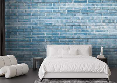 Blue old vintage brick wall background,Decorative brick wall surface for background Wall mural