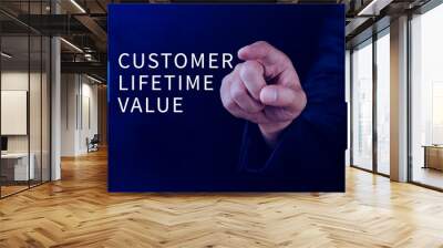 CLV, Customer lifetime value concept, Increasing CLV marketing strategy planning, measure of average customer revenue generated over their entire relationship with company. Wall mural