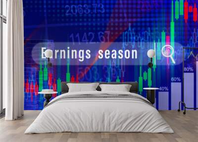 Earnings season concept, written in search bar business strategy, communication, feedback, online marketing, Ecommerce marketing strategy. Wall mural