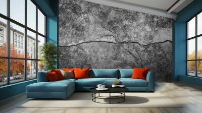 Grungy wall with large crack cement floor texture,cement large crack for dark background Wall mural