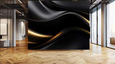 3d illustration in surreal abstract style of black abstract shapes backgrounds pattern silk. Wall mural