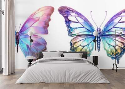 3D iridescent material shape png on transparent background Wall mural