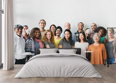 A team of diverse people doing a group photo Wall mural