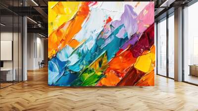 Abstract background with colorful strokes painting art contemporary. Wall mural