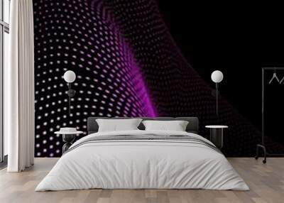 Abstract black light dotted pattern purple curve. Wall mural