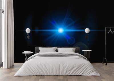 Abstract blue lens flare with ring ghost design element Wall mural