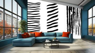 Abstract ink brush stroke  png cut out element set Wall mural