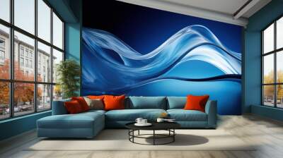 Abstract liquid wave blue graphics light. Wall mural