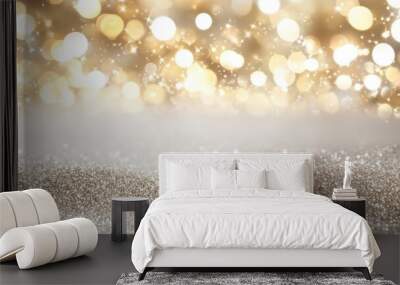 Abstract white clean bokeh chandelier glitter lamp. Wall mural