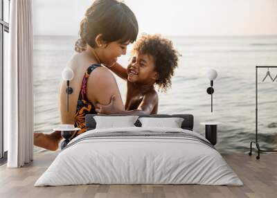 African family enjoying the beach Wall mural