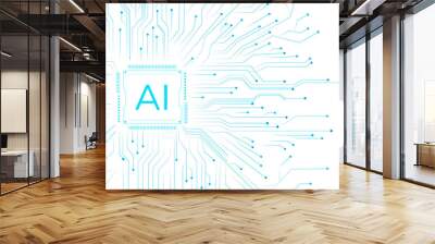 AI technology microchip background png digital transformation concept Wall mural