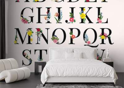 Alphabet floral background illustration Wall mural