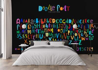 Alphabet symbol doodle vector font style colorful set Wall mural