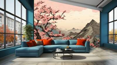 An isolated sakura flower blossom plant. Wall mural