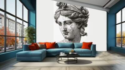 Ancient marble sculpture head Wall mural