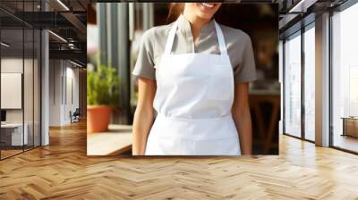 Apron adult woman entrepreneur. Wall mural