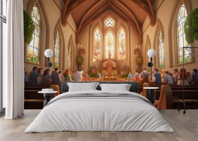 Architecture building worship church. Wall mural