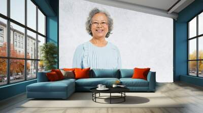 Asian Lady Portrait Concrete Wall Background Concept Wall mural