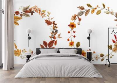 Autumn embroidery png cut out element set Wall mural