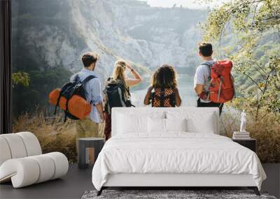 Backpackers on an adventure Wall mural