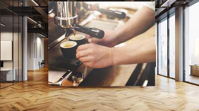 Barista Coffee Maker Machine Grinder Portafilter Concept Wall mural