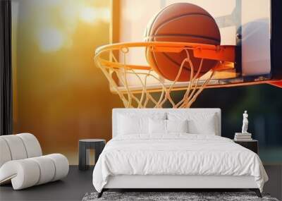 Basketball hoop sports outdoors. Wall mural