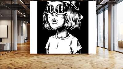 be different cool girl creative illustration Wall mural