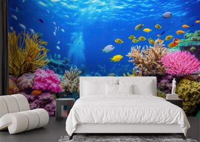 Beautiful corals underwater aquarium outdoors nature. Wall mural