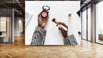 Beauty blogger testing cosmetics Wall mural