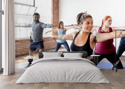 Beginners yoga class Wall mural