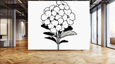 Black-and-white floral illustration Wall mural