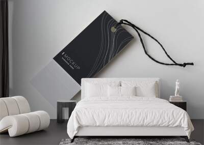 Black price tag design mockup Wall mural