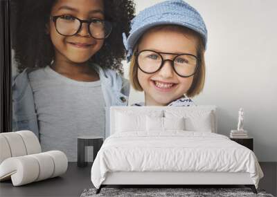 Black White Girls Happy Concept Wall mural