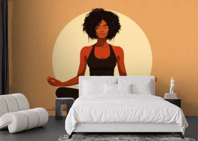 Black woman yoga sports adult. Wall mural