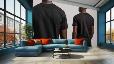 Blank black t-shirt mockup clothing apparel man. Wall mural