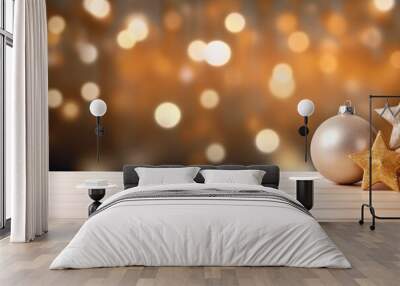 blank clean table christmas illuminated celebration. Wall mural