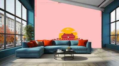 Blank pink national Chinese day paper vector Wall mural