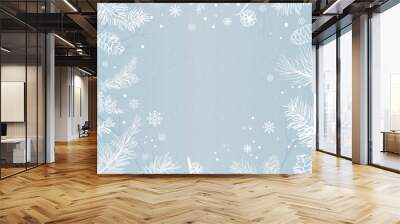 Blue background with winter decoration vector Wall mural